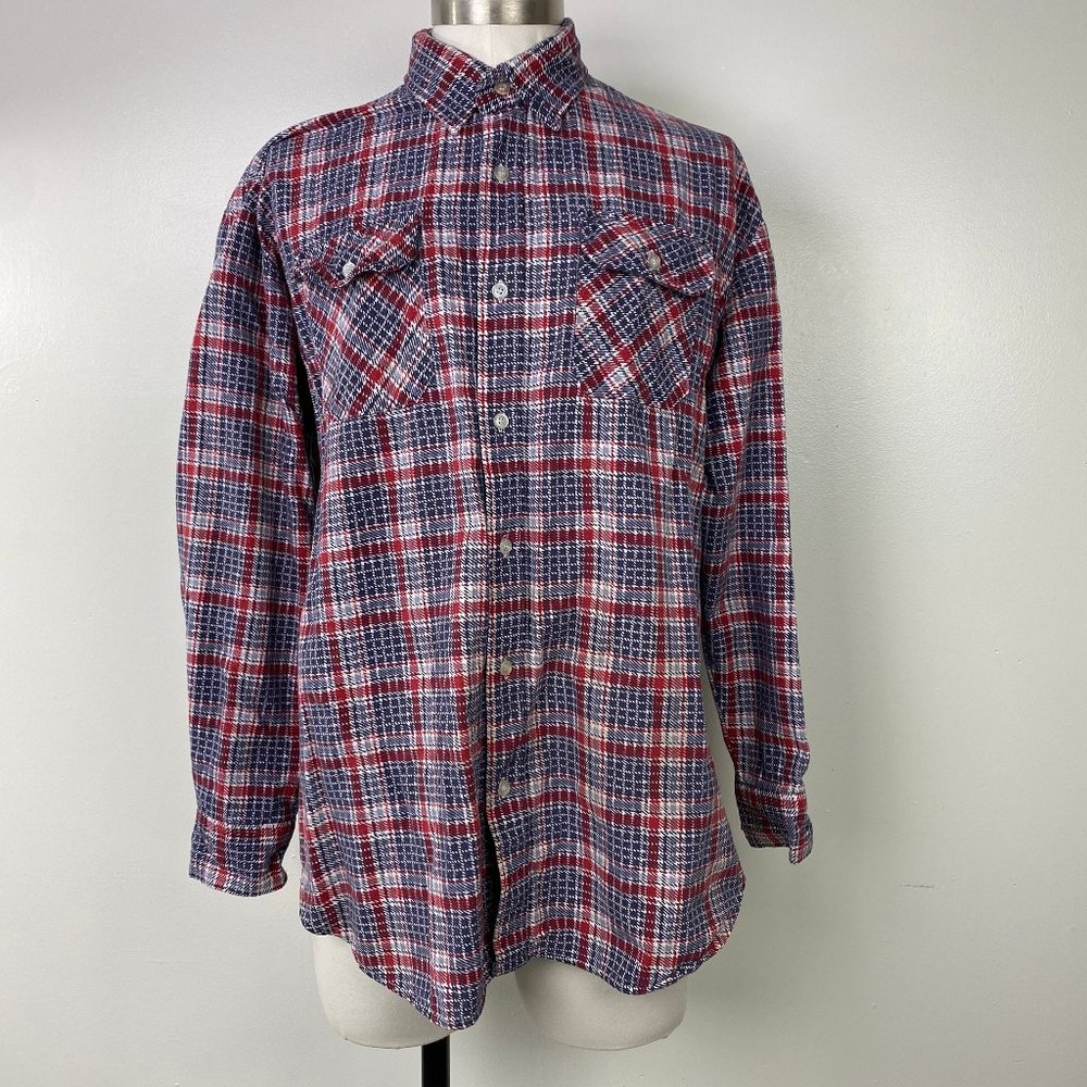 Priority Male Red, White & Blue Flannel Made in Poland XL